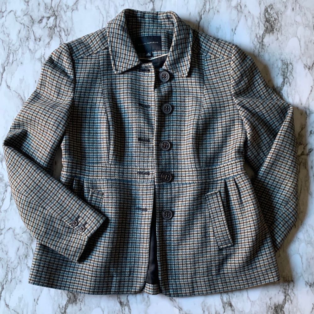 Banana Republic | Wool Blend Houndstooth Coat | Vintage